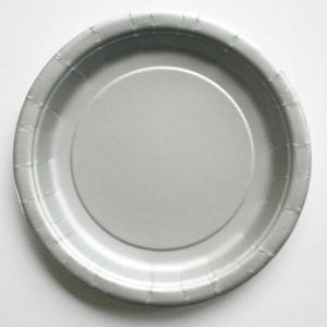 black and silver paper plates