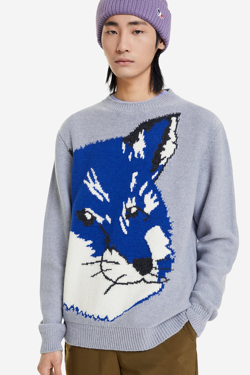 Big Fox Head Jacquard Pullover - Grey #Unisex – The Wondershop