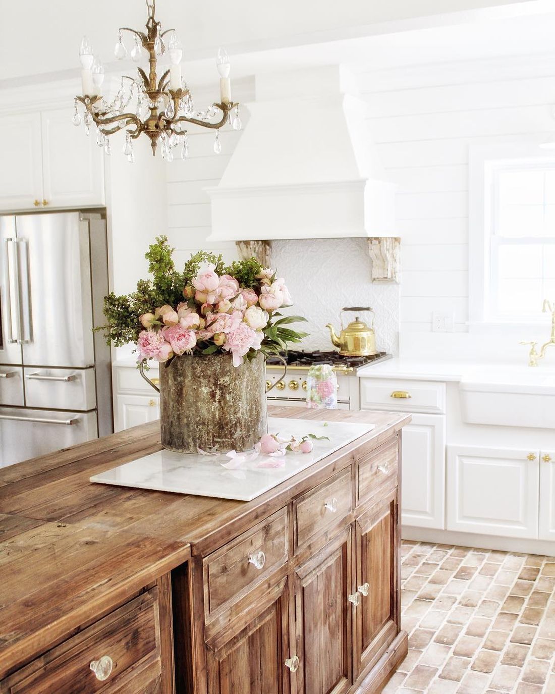 French Country kitchen with raised panel cabinet doors