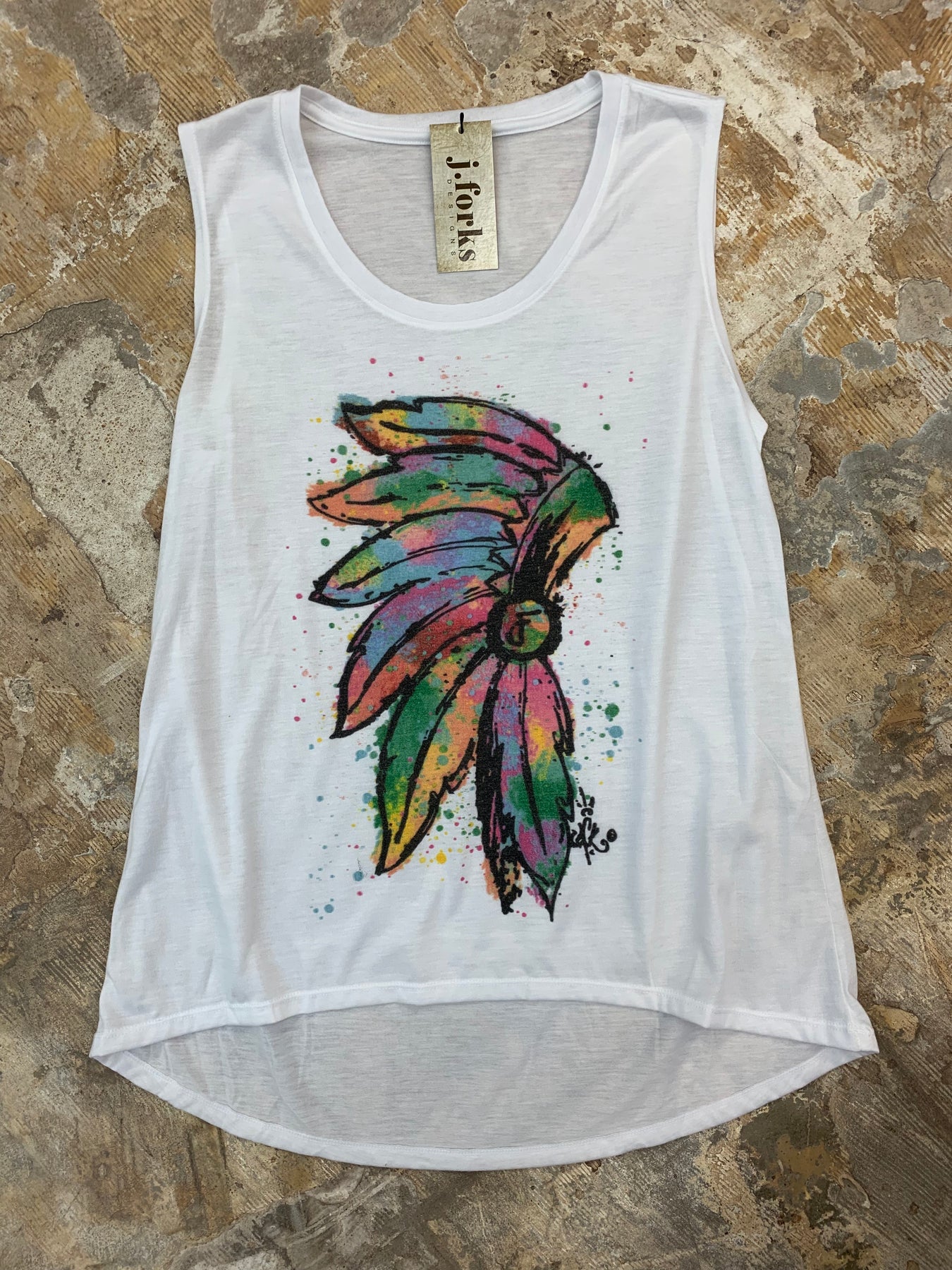 1165 J.Forks Neon Watercolor Headdress Tank – J.Forks Designs