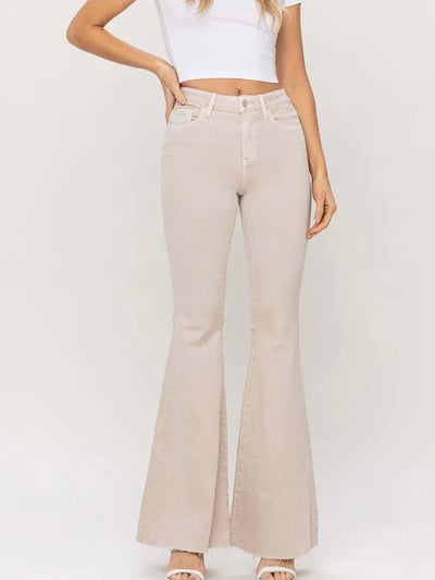 Bottoms  Flying Monkey Vervet - Beige High Rise Super Flare Jeans - Bertie  & Olif Boutique