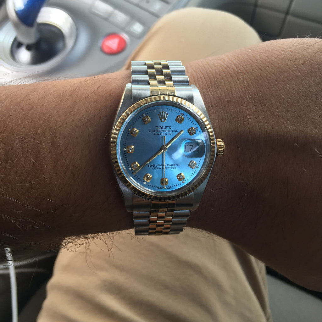 rolex two tone blue dial