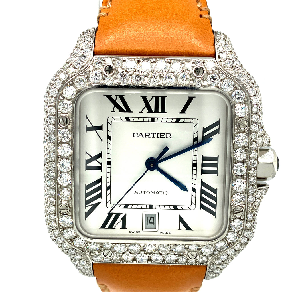 cartier santos large blue dial