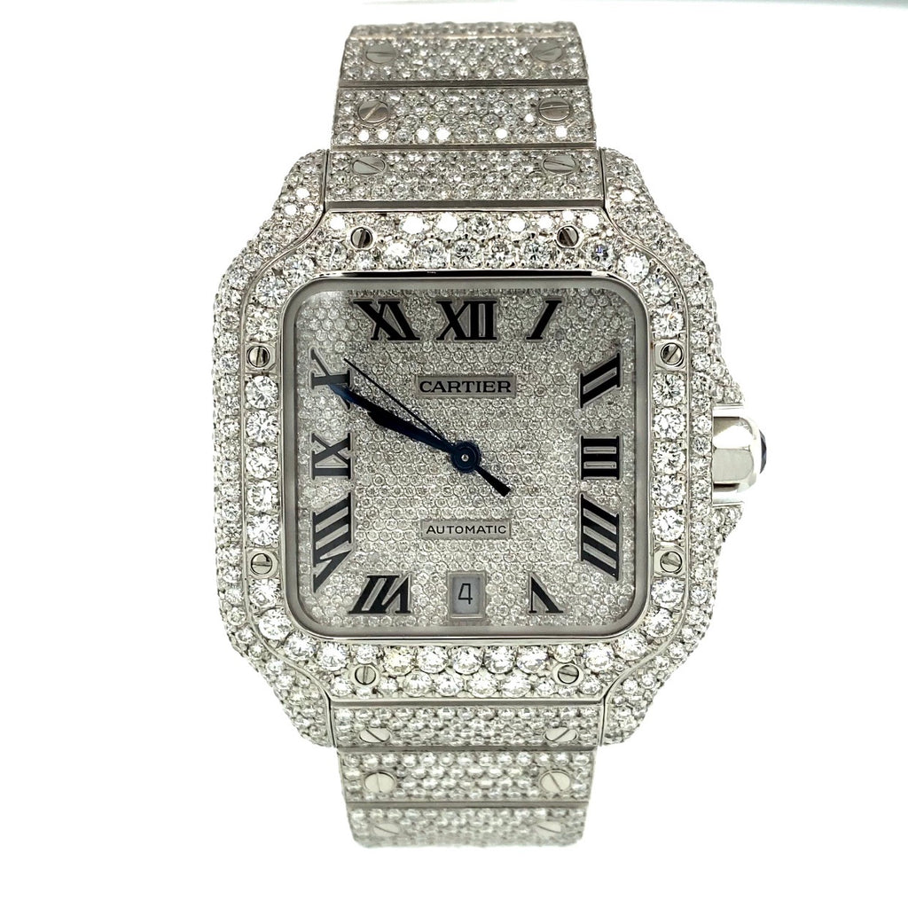 cartier santos with diamonds