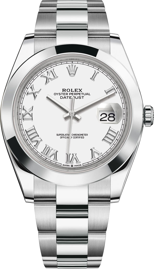 Rolex Datejust 41 White Roman Dial Ref 