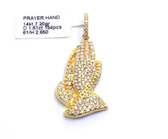 Small Praying Hands Pendant 14k Gold & Diamonds – Jain The