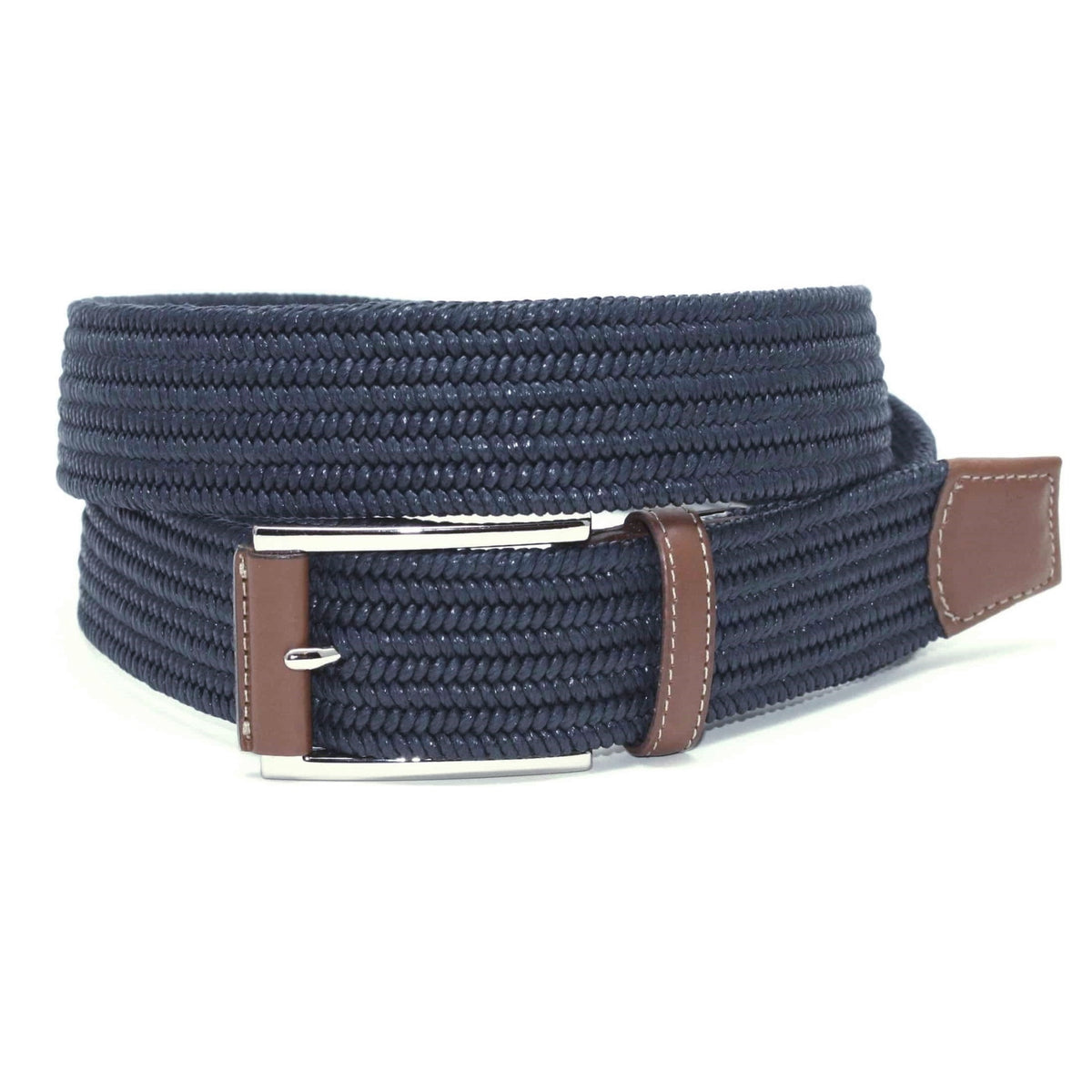 EUC Torino Leather Co. Mens 35 mm Italian Woven Cotton Navy/Blue/Cream Belt  36
