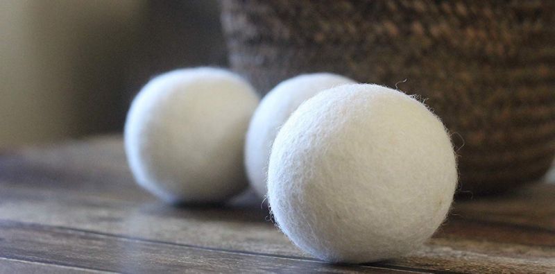 Close up of wool dryer balls