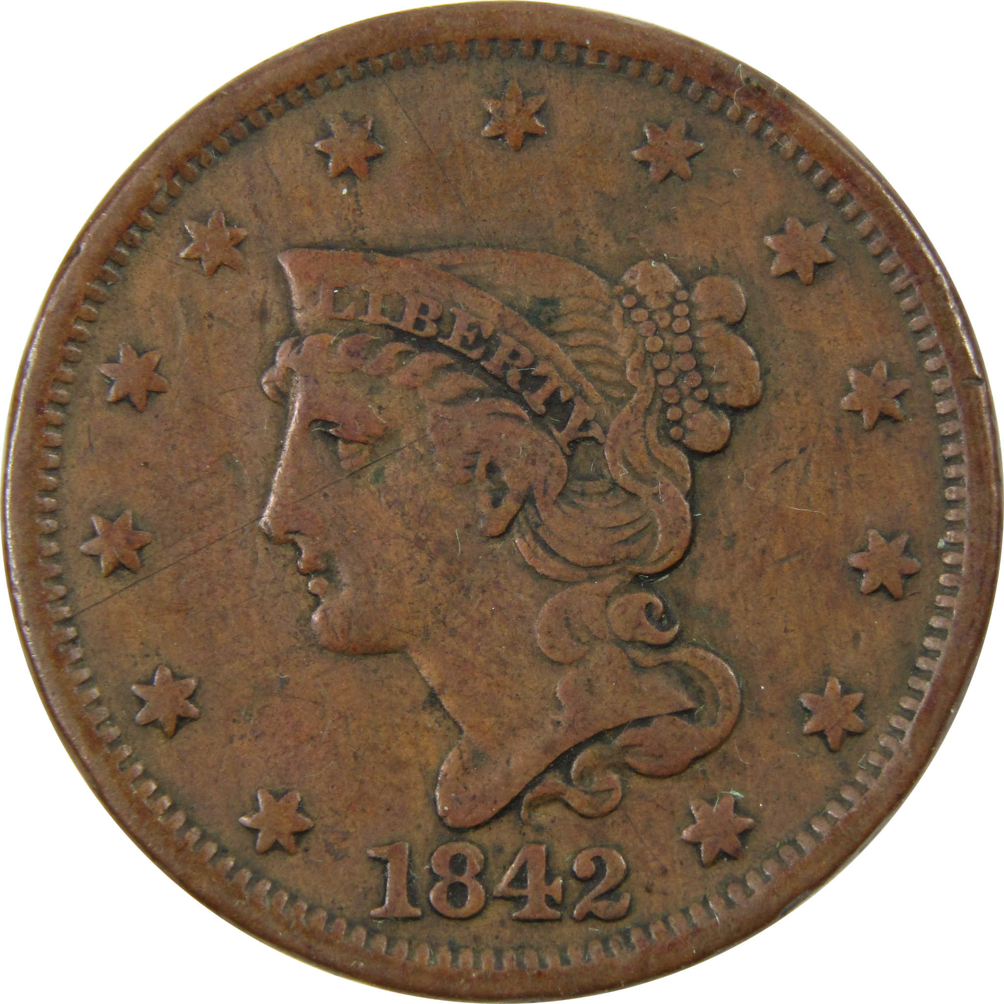 1851 Braided Hair Half Cent XF - US Coin — Huntington Stamp & Coin