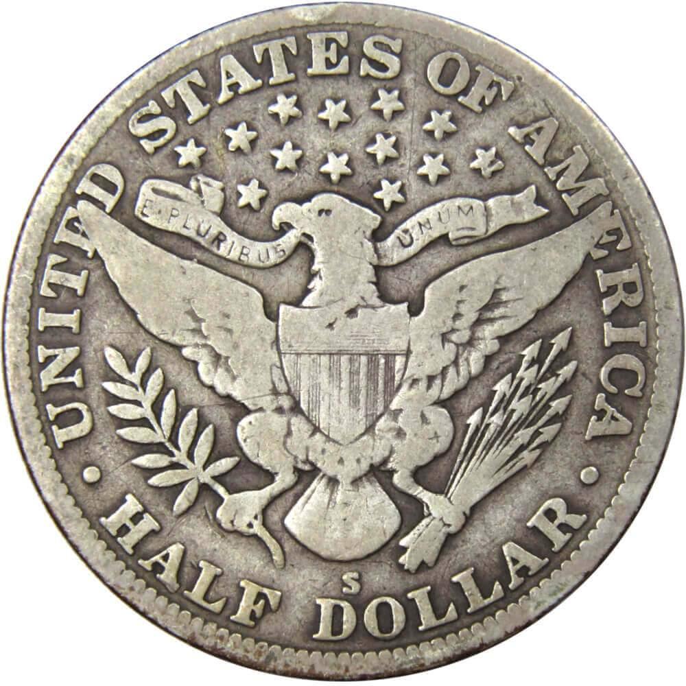 1915 S Barber Half Dollar VG Very Good 90% Silver 50c Coin SKU:I4584