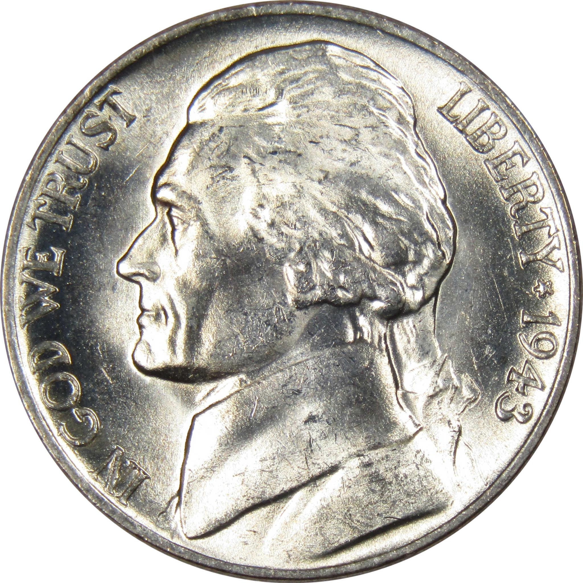 1945 P Jefferson Wartime Nickel BU Uncirculated Mint State 35