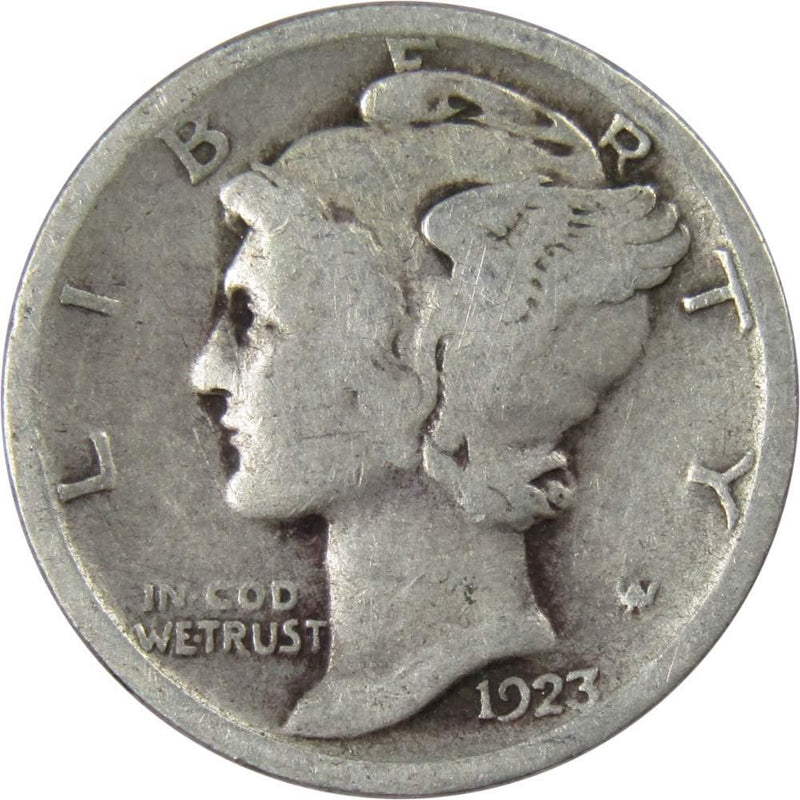 1923 Mercury Dime G Good 90% Silver 10c US Coin Collectible - Profile Coins & Collectibles 