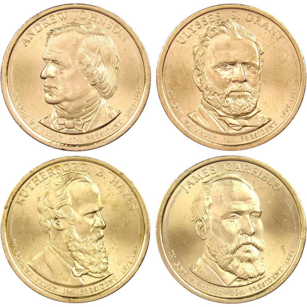 2008 D Presidential Dollar 4 Coin Set BU Uncirculated Mint State