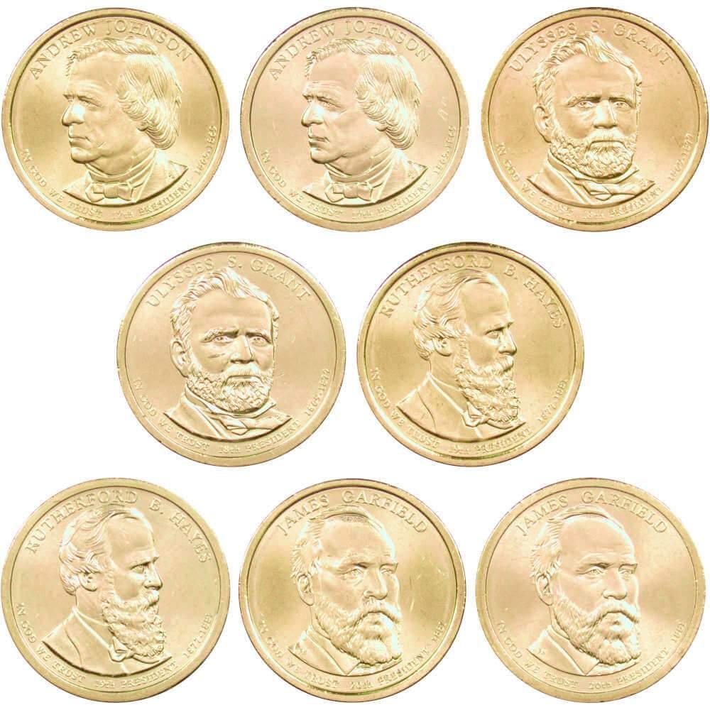 2014 P&D Presidential Dollar 8 Coin Set BU Uncirculated Mint State $1