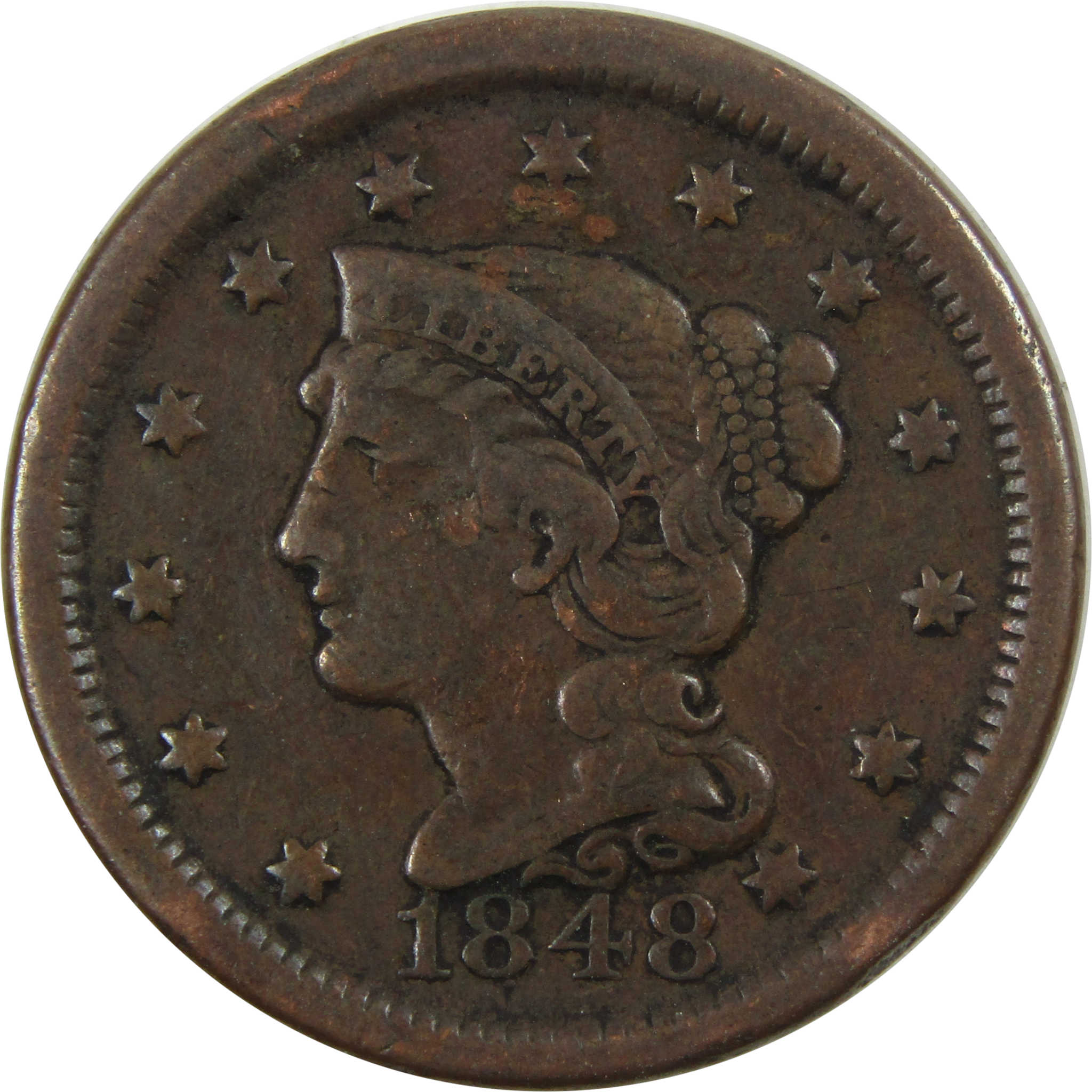 1853 Braided Hair Liberty Head Large Cent US One Penny Coin United