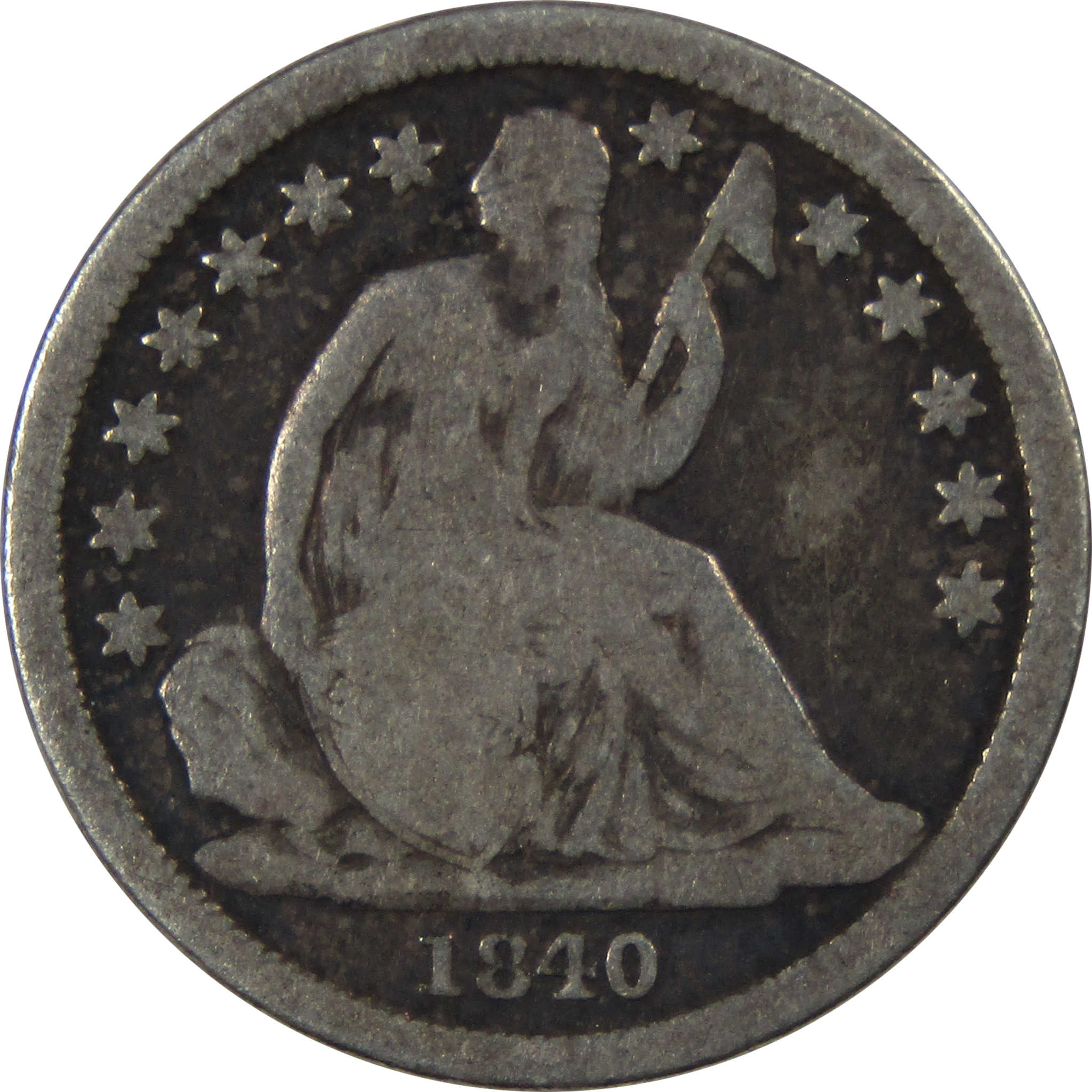 1837 Sm Date Seated Liberty Dime AU About Uncirculated SKU:IPC6773