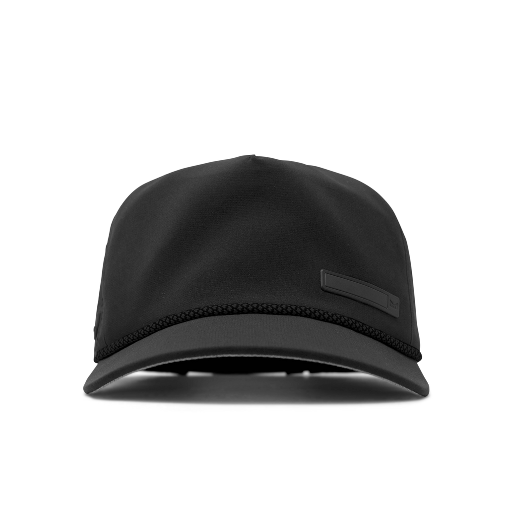 The front, curved bill view of melin's Coronado Beam Hydro Heather Black snapback for men and women. Big Image - 8