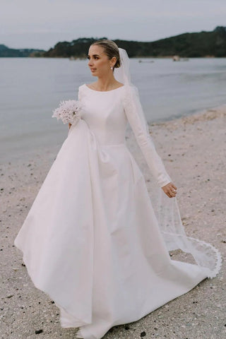 Beach Satin Wedding Dresses sleeves