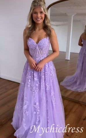 Lace Violet Lilac Long Formal Dress