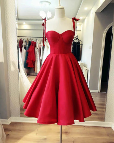 A Line Red Knee Length Homecoming Dress