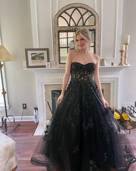 Cheap Lace Black Prom Dresses 2023