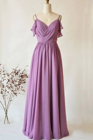 Chiffon Dusty Purple Wedding Guest Dress