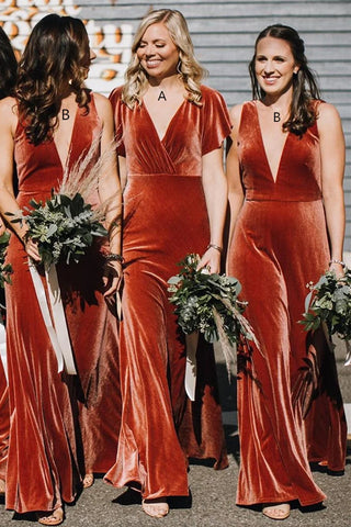 Mismatched Copper Mermaid Wedding Guest Dress