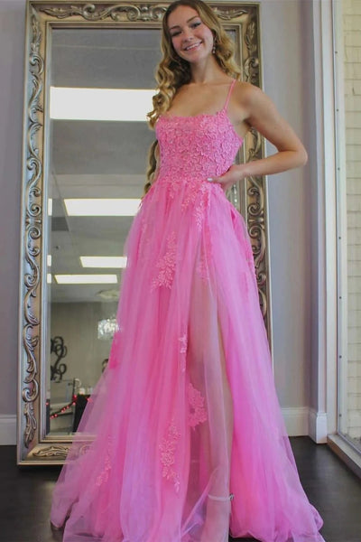 Princess Hot Pink Prom Dresses Lace 2023