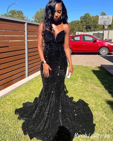 Sparkly Sequin Black Prom Dresses 2023
