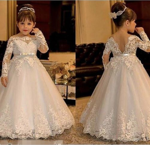 White lace flower girl dresses