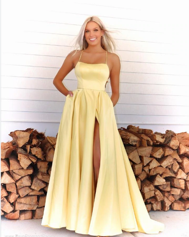 simple uk prom dress yellow