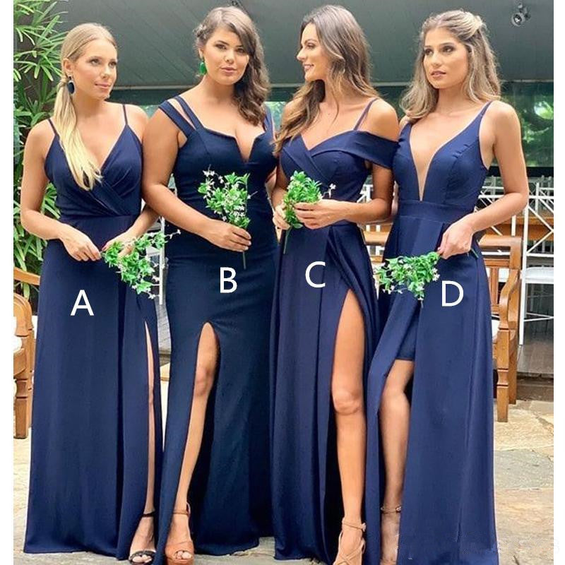 Cheap Mismatched Bridesmaid Dresses Navy Blue