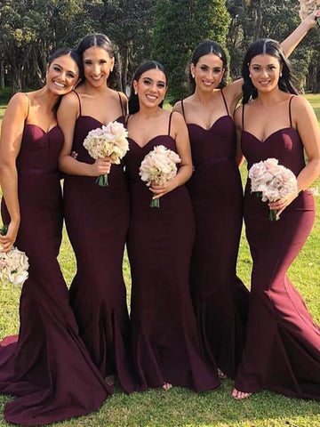 Vestidos de dama de honor de sirena vino