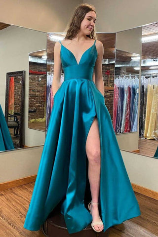 A-Line Teal Green Formal Dress