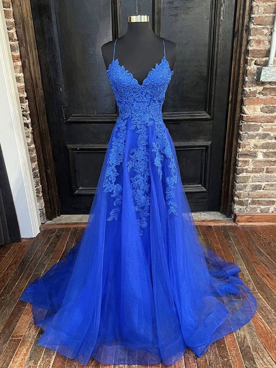 Blue Lace Prom Dresses 2023 Cheap