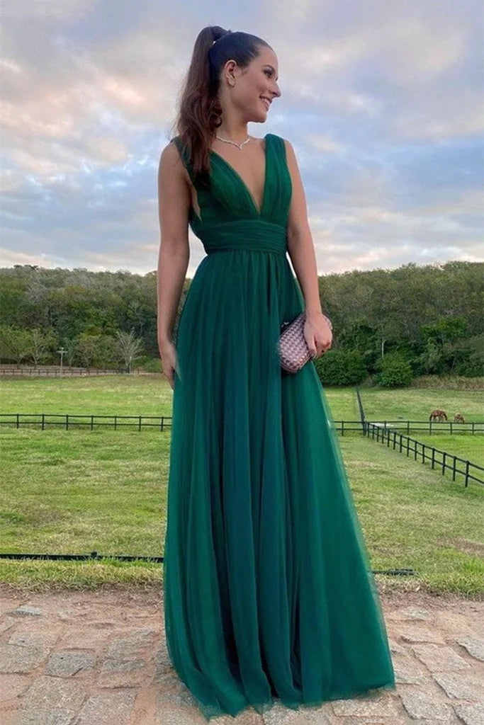 Vestido de invitada de boda de tul verde