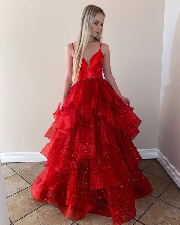 Vestidos de fiesta rojos brillantes 2023