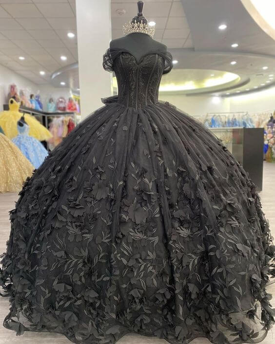 Lace Black Quinceañera Dress