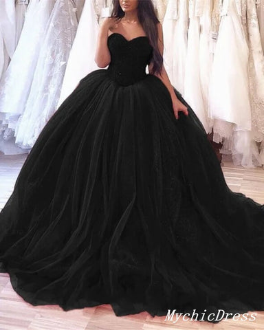 Vestidos de novia negros Vestido de novia de tul gótico
