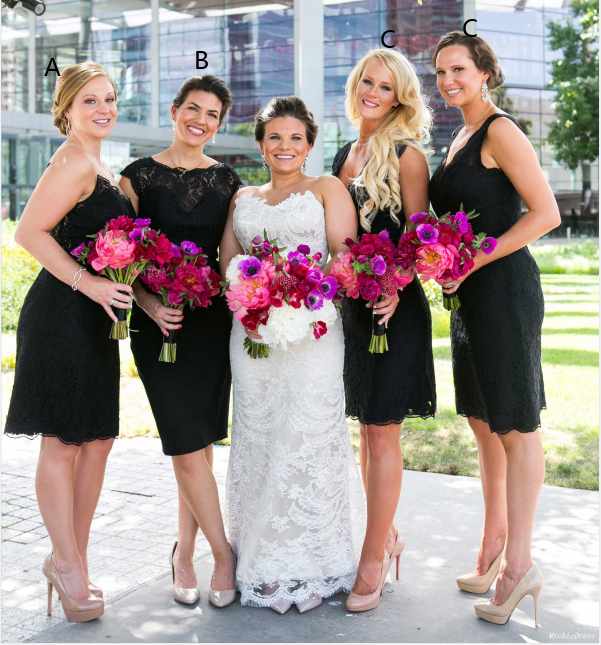 Black Short Bridesmaid Dresses Lace