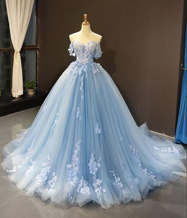 Ball Gown Blue Prom Dresses 2022