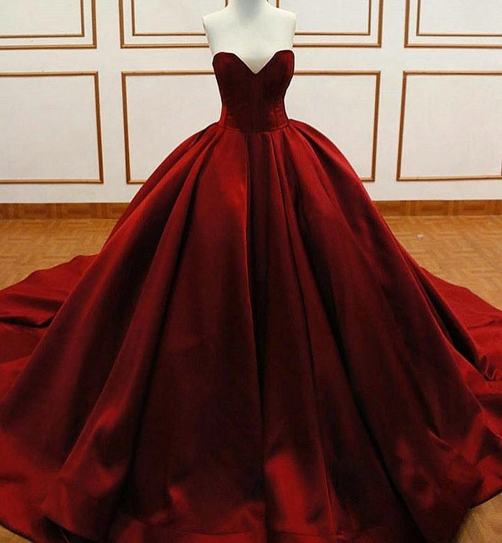 Burgundy Satin Quinceanera Dresses