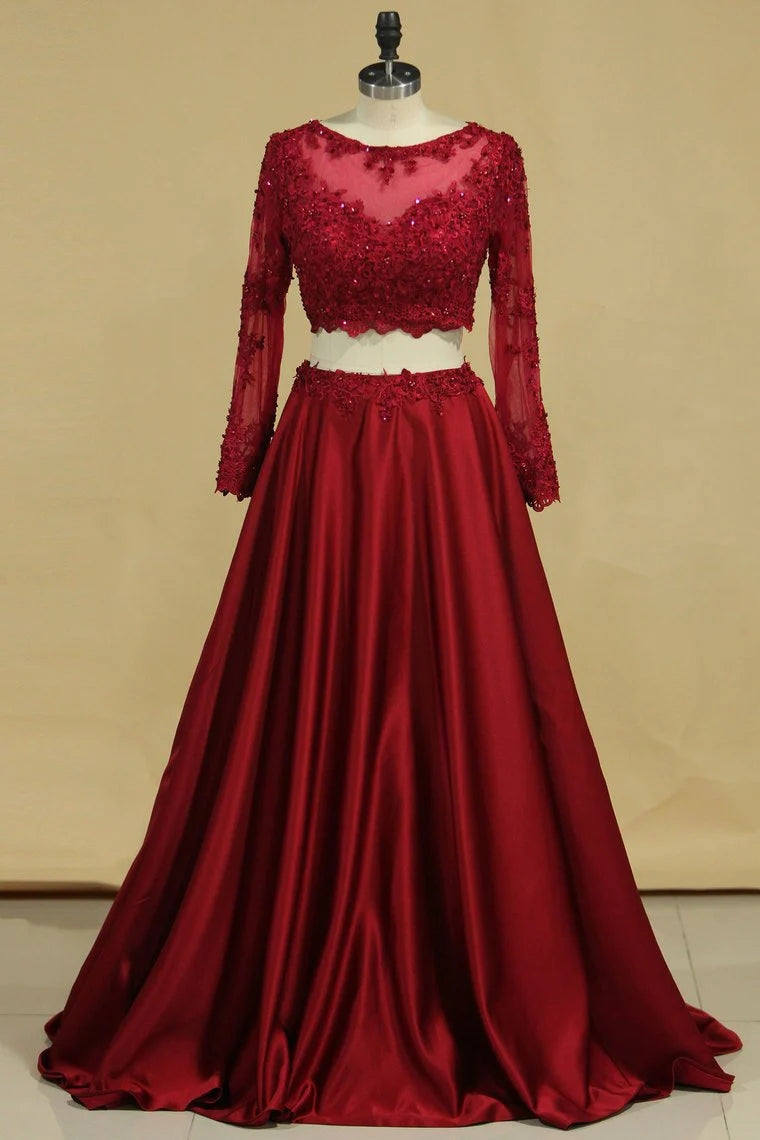 Cheap Burgundy Two-Piece Prom Dresses 2023