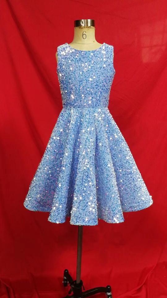 Cheap Sparkle Light Blue Flower Girl Dresses