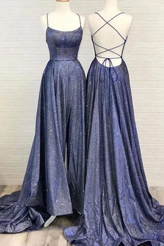 Glitter A Line Sequin Prom Dresses