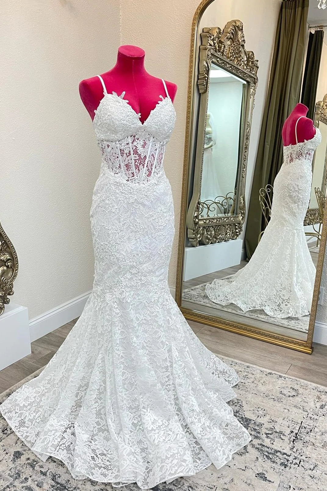 Vestidos de novia blancos de encaje largos 2023