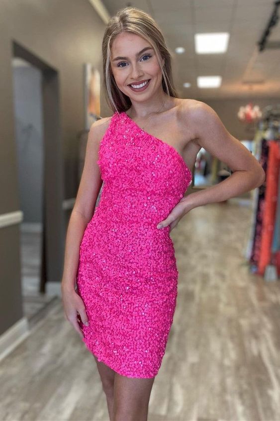 hotpinkSequinHomecomingDresses