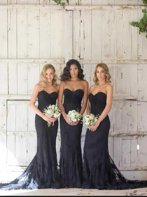 Lace Bridesmaid Dresses Black