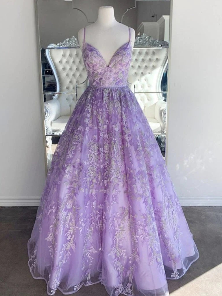 Lace Purple Prom Dresses 2024