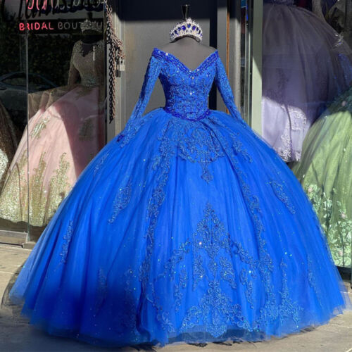 Royal Blue Quinceanera Dresses Long Sleeves